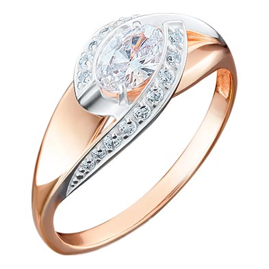Золотое кольцо PLATINA Jewelry 01-4937-00-501-1111-38 c фианитом