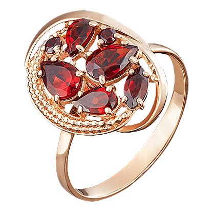 Золотое кольцо PLATINA Jewelry 01-5043-00-204-1110-46 c гранатом