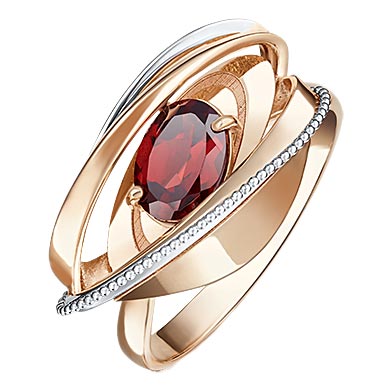Золотое кольцо PLATINA Jewelry 01-5080-00-204-1110-46 c гранатом