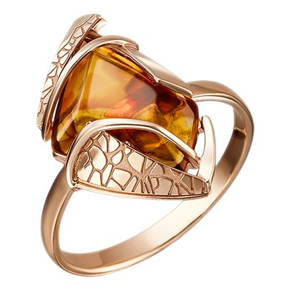 Золотое кольцо PLATINA Jewelry 01-5118-00-271-1110-46 c янтарем