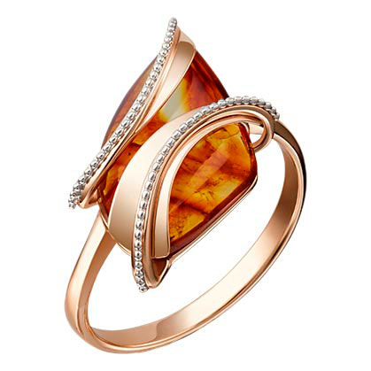 Золотое кольцо PLATINA Jewelry 01-5135-00-271-1110-46 c янтарем