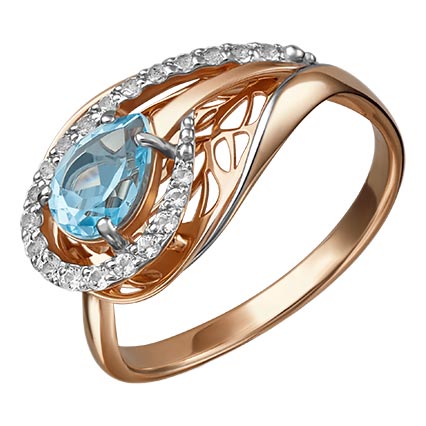 Золотое кольцо PLATINA Jewelry 01-5219-00-201-1110-57 c топазом