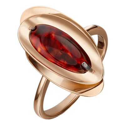 Золотое кольцо PLATINA Jewelry 01-5264-00-271-1110-46 c янтарем