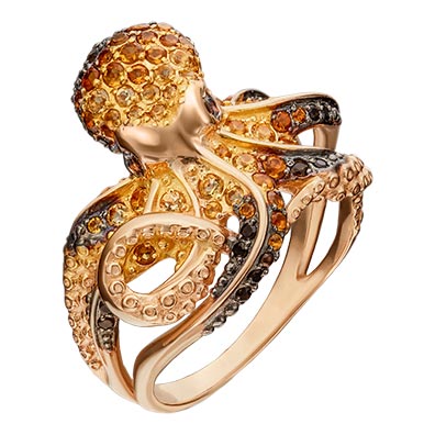 Золотое кольцо PLATINA Jewelry 01-5396-00-226-1110-57 c кварцем, цитрином