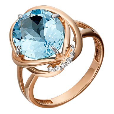 Женский золотой перстень PLATINA Jewelry 01-5402-00-201-1110-46 с топазами, белыми топазами