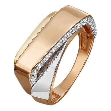 Золотое кольцо PLATINA Jewelry 01-5421-00-401-1140-48 c фианитом