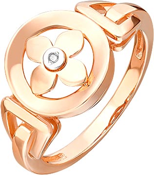 Золотое кольцо ''Цветок'' PLATINA Jewelry 01-5606-00-101-1111 с бриллиантом