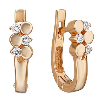 Золотые классические серьги PLATINA Jewelry 02-0193-00-101-1110-30 c бриллиантом