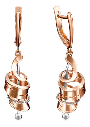 Золотые серьги с подвесками PLATINA Jewelry 02-4089-00-000-1110-48