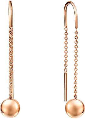 Золотые серьги продевки шарики PLATINA Jewelry 02-4151-00-000-1110-63