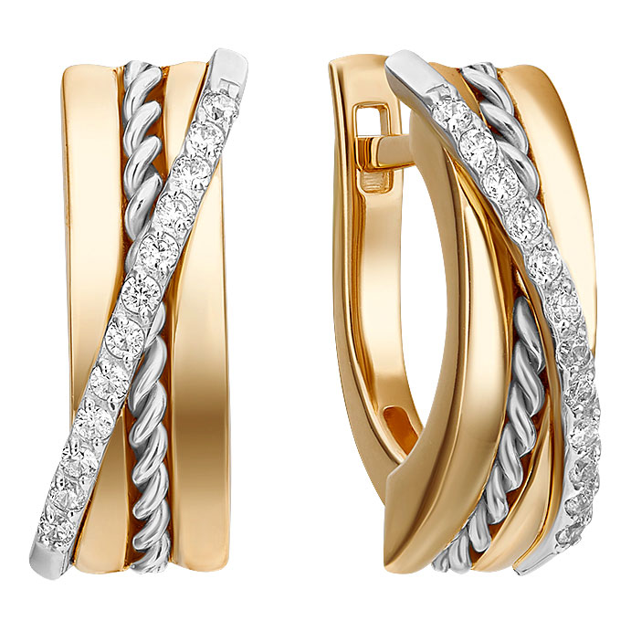 Золотые серьги PLATINA Jewelry 02-4341-00-401-1121-48 с бриллиантами