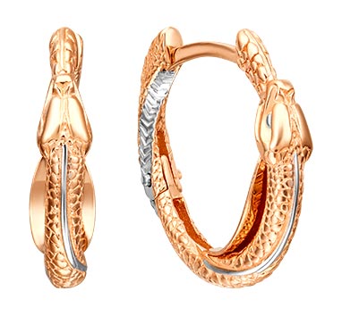 Золотые серьги кольца ''Уроборос'' PLATINA Jewelry 02-4376-00-000-1110-48