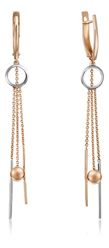 Золотые серьги с подвесками PLATINA Jewelry 02-4451-00-000-1111-42