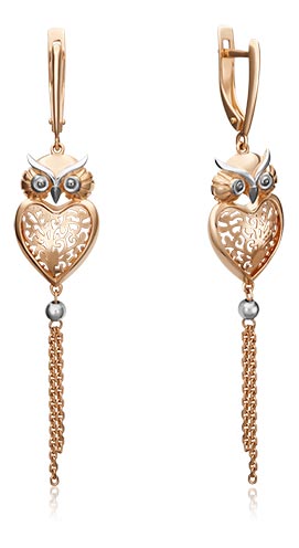 Золотые серьги с подвесками PLATINA Jewelry 02-4501-00-000-1111-48