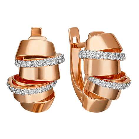 Золотые серьги PLATINA Jewelry 02-4586-00-401-1110-48 с фианитами