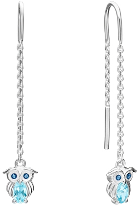 Серебряные серьги PLATINA Jewelry 02-4647-00-201-0200-68-Ag c топазом