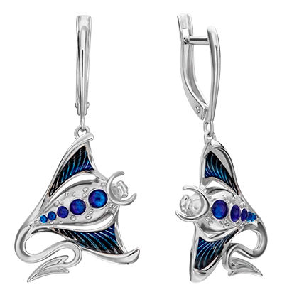 Серебряные серьги PLATINA Jewelry 02-4765-00-000-0200-68-Ag c эмалью