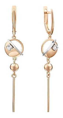 Золотые длинные серьги PLATINA Jewelry 02-4828-00-201-1111 с белыми топазами