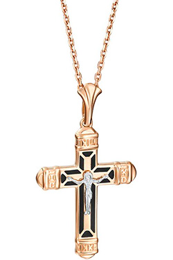 Женский золотой православный крестик с распятием PLATINA Jewelry 03-1916-00-000-1111-25 с эмалью