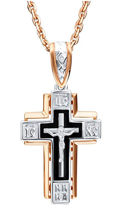 Женский золотой православный крестик с распятием PLATINA Jewelry 03-2036-00-000-1111-25 с эмалью
