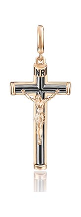 Золотой католический крестик с распятием PLATINA Jewelry 03-2513-00-000-1110-25 с эмалью
