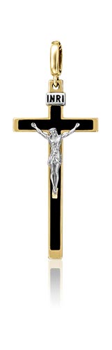 Золотой католический крестик с распятием PLATINA Jewelry 03-2534-00-000-1121-04 с эмалью