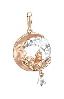 Золотая подвеска ''Месяц с ангелом'' PLATINA Jewelry 03-2853-00-000-1111-48