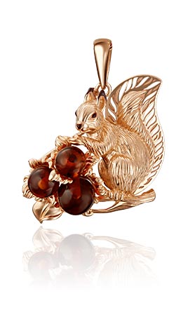 Золотая подвеска PLATINA Jewelry 03-2875-01-271-1110-46 с эмалью, янтарем