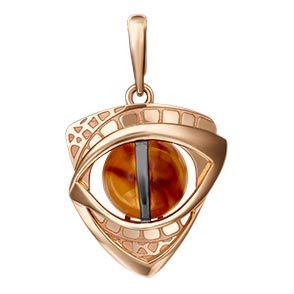 Золотой кулон ''Глаз дракона'' PLATINA Jewelry 03-2992-00-271-1110-46 с янтарем