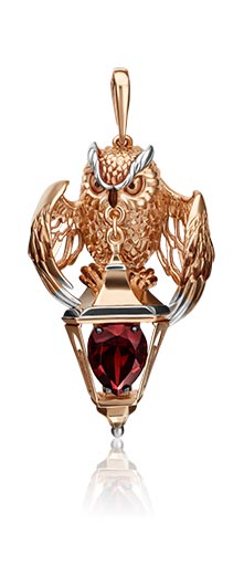 Золотая подвеска PLATINA Jewelry 03-3000-00-204-1110-57 с эмалью, гранатом