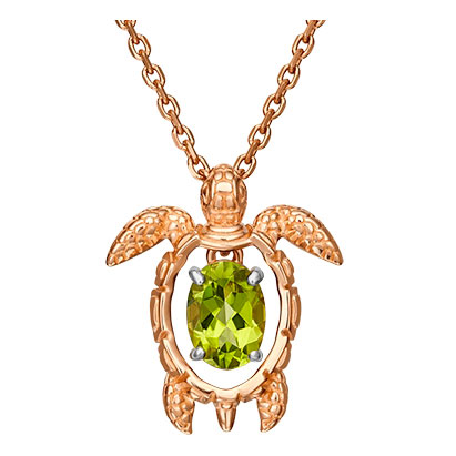 Золотая подвеска ''Морская черепаха'' PLATINA Jewelry 03-3060-00-205-1110-57 с хризолитом