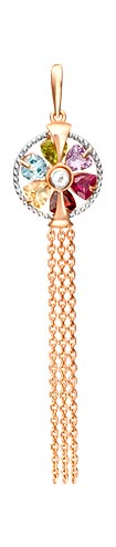 Золотая подвеска PLATINA Jewelry 03-3124-00-252-1110-57 с аметистом, гранатом, топазом, хризолитом, цитрином