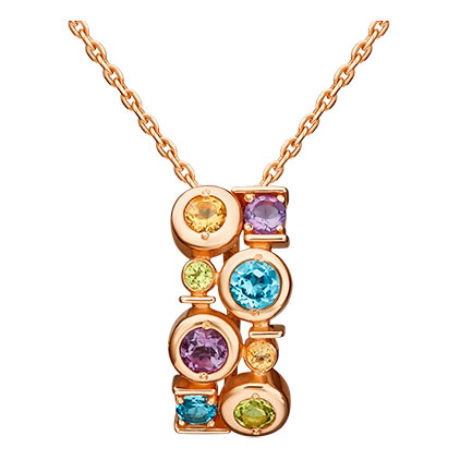 Золотая подвеска PLATINA Jewelry 03-3207-00-730-1110-57 с аметистами, топазами, хризолитами, цитринами