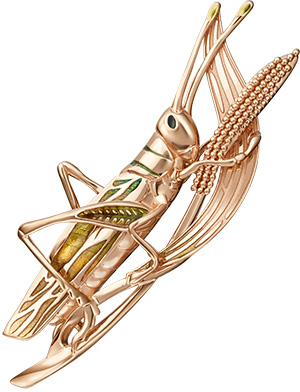 Золотая брошь ''Кузнечик'' PLATINA Jewelry 04-0204-00-000-1110-65 с эмалью