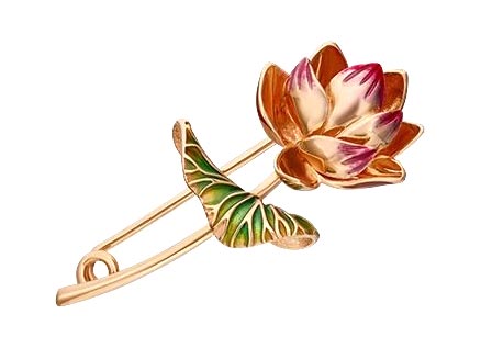 Золотая брошь ''Цветок'' PLATINA Jewelry 04-0250-00-000-1110-48 с эмалью
