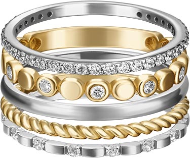 Набор золотых колец PLATINA Jewelry 13-0008-00-401-1121-48 с фианитом