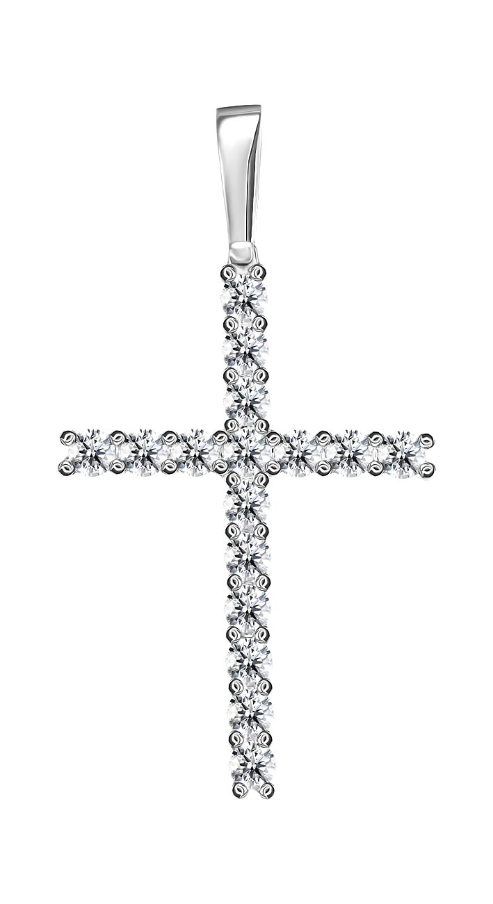 Платиновый декоративный крестик Platinor Jewelry 0611.31897 с бриллиантами