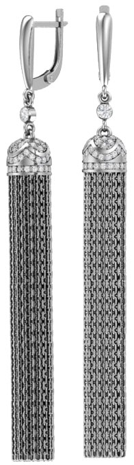 Длинные серебряные серьги кисточки POKROVSKY 0221346-00775 с фианитами