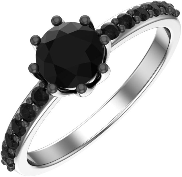 Серебряное кольцо POKROVSKY 1100752-04435 с кварцем, черными фианитами