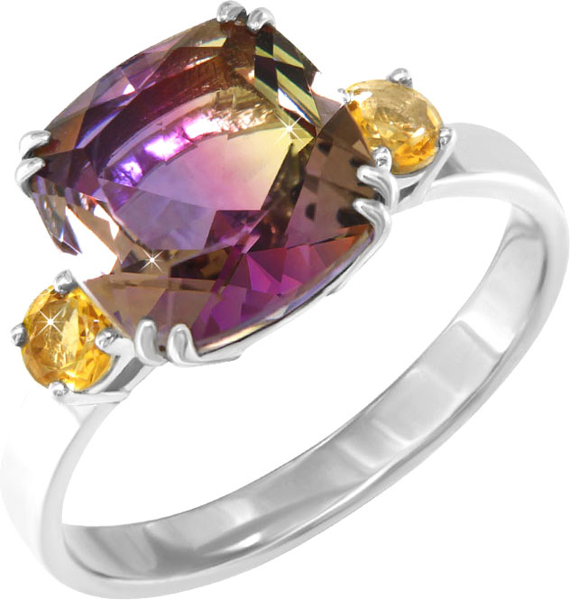 Серебряное кольцо POKROVSKY 1100883-40355 с кварцем, ювелирным стеклом