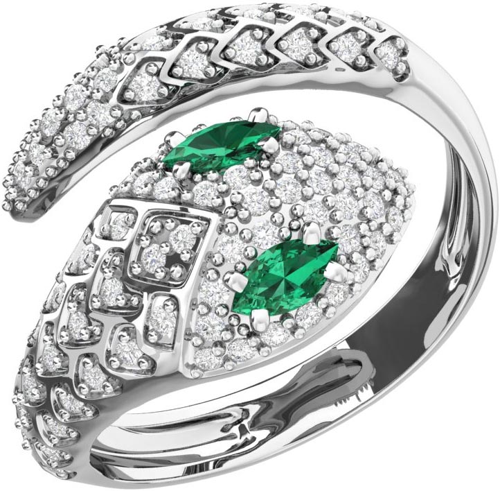 Серебряное открытое кольцо ''Змея'' POKROVSKY 1101526-00455 с фианитами