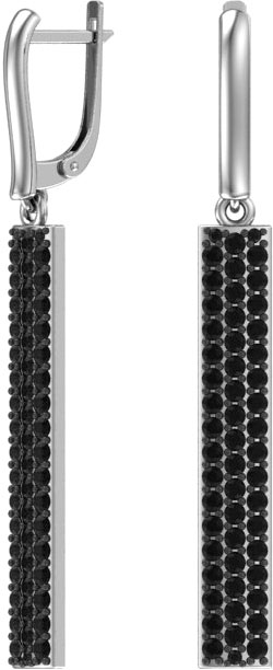 Серебряные серьги длинные с подвесками POKROVSKY 2100942-00205 с черными фианитами