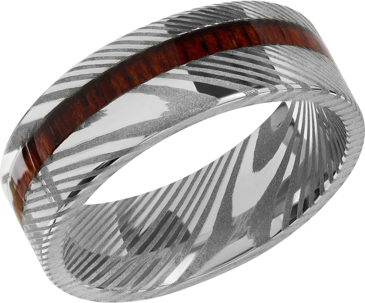 Мужское стальное кольцо POYA POYA-D-001 c деревянной отделкой