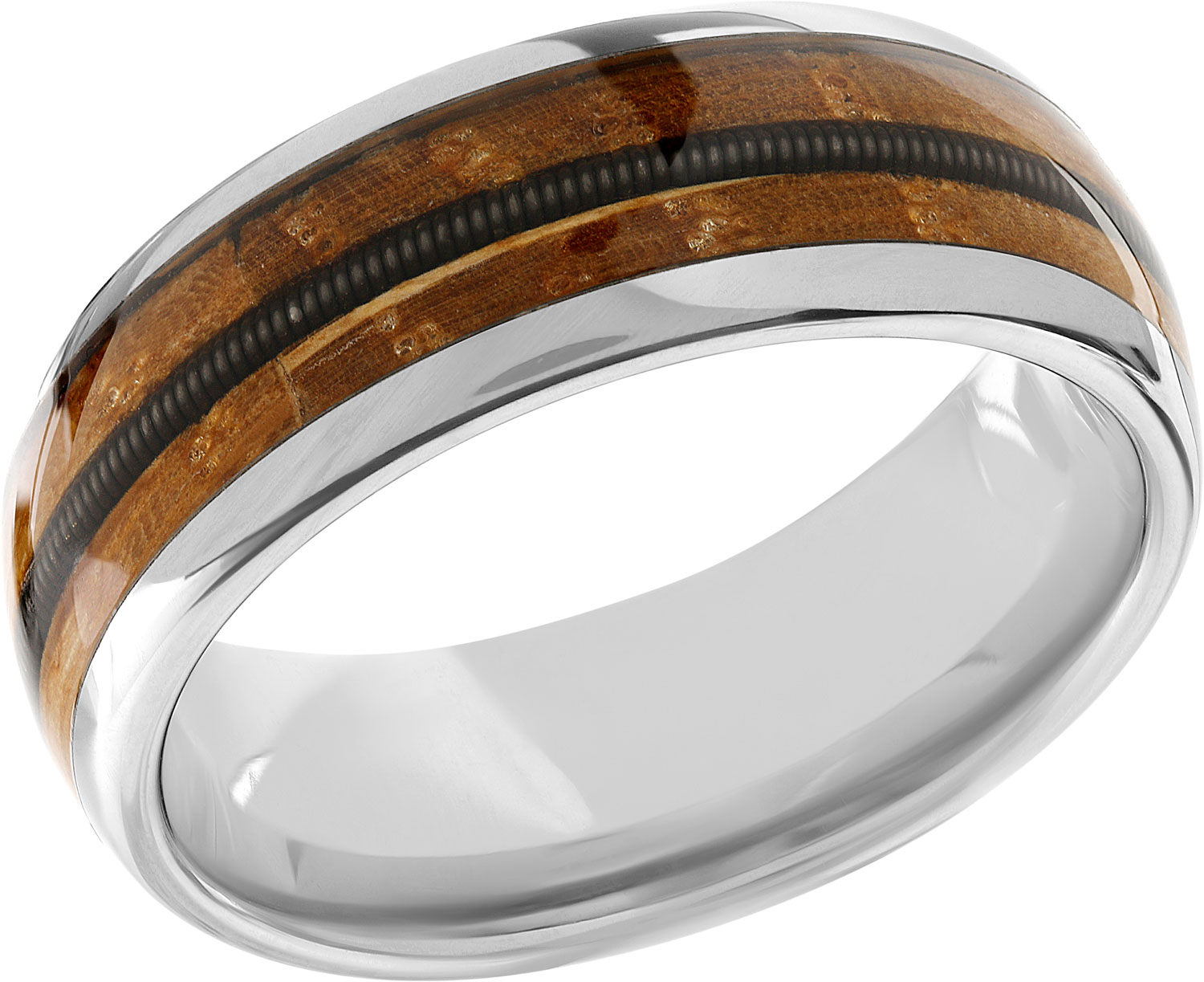Вольфрамовое кольцо POYA POYA-N-005 c деревянной отделкой