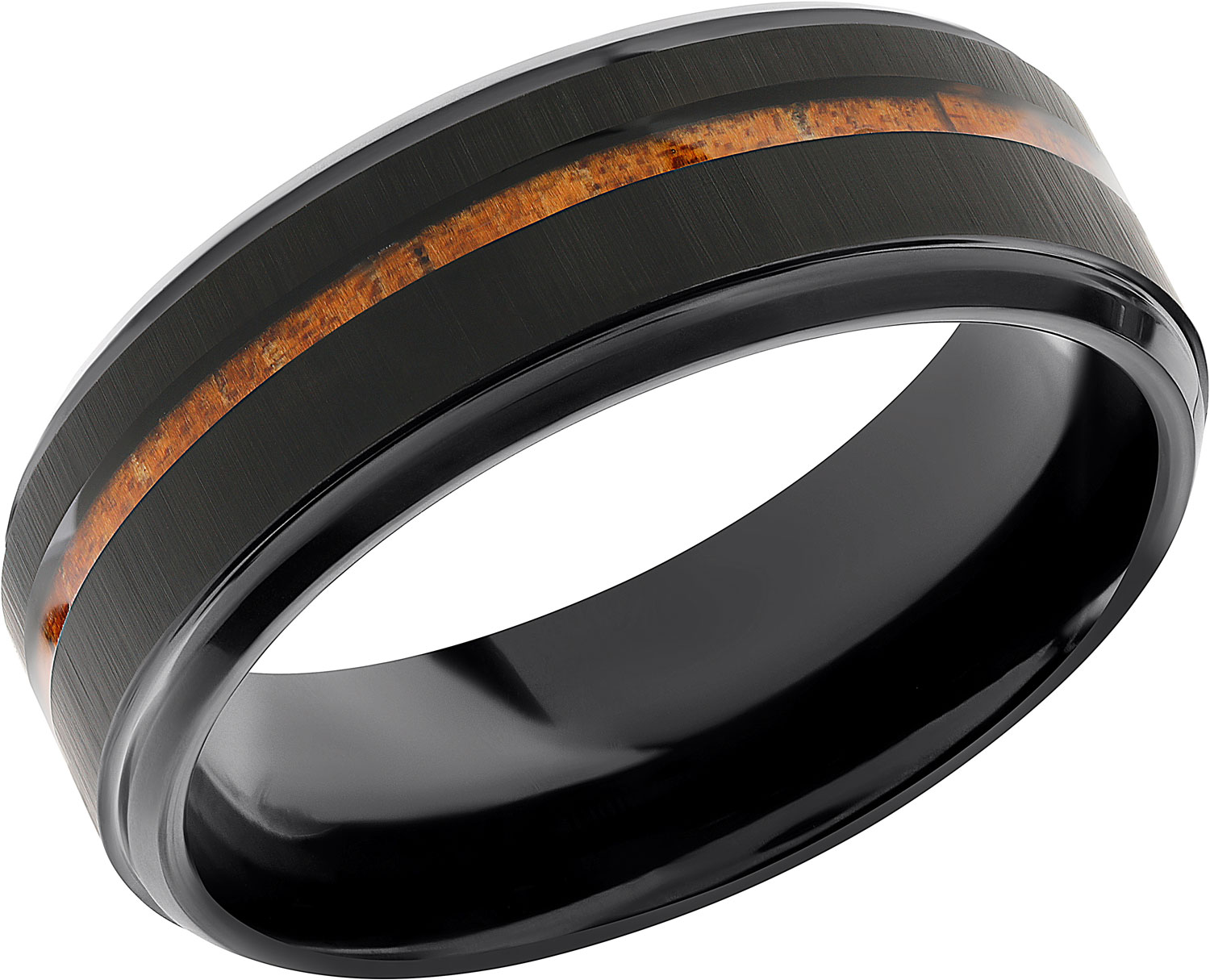 Мужское вольфрамовое кольцо POYA POYA-N-019 c деревянной отделкой