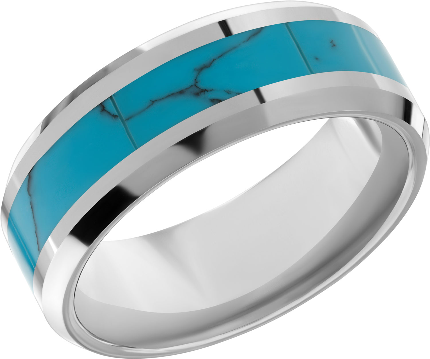 Мужское вольфрамовое кольцо POYA POYA-TCR-059 c бирюзой