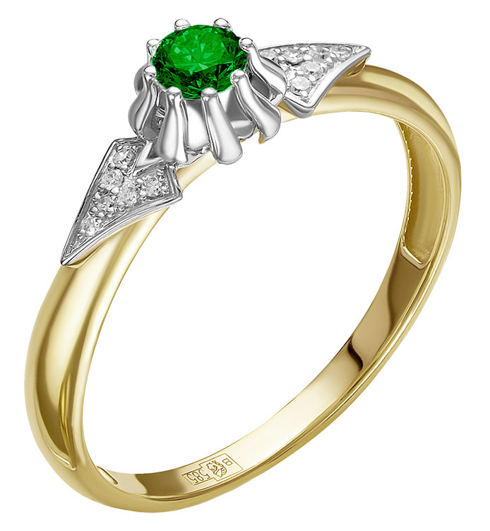 Золотое кольцо RoseGrace 5-2259-103-1ZH-IZ с изумрудом, бриллиантами