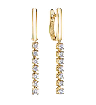 Золотые длинные серьги с подвесками RoseGrace 5-4256-103-2ZH с бриллиантами