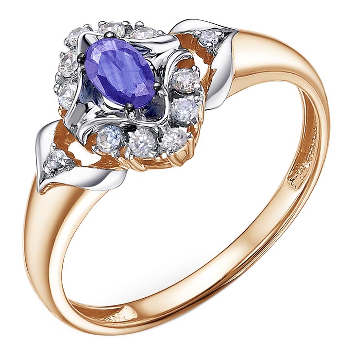 Золотое кольцо RoseGrace 5-4502-103-1K-TN с танзанитом, бриллиантами