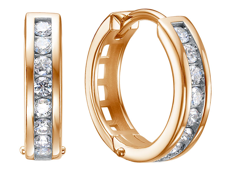 Золотые серьги кольца RoseGrace 5-5635-103-2K с бриллиантами